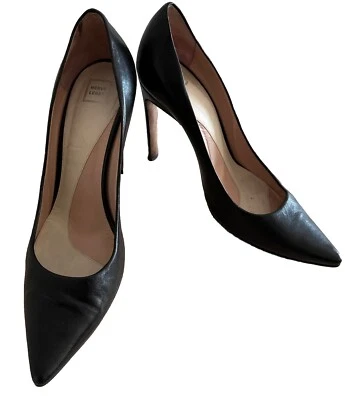Zapatos de salón de cuero Herve Leger negros puntiagudos tacones de aguja talla 37,5 (7) Foto 1 de 4