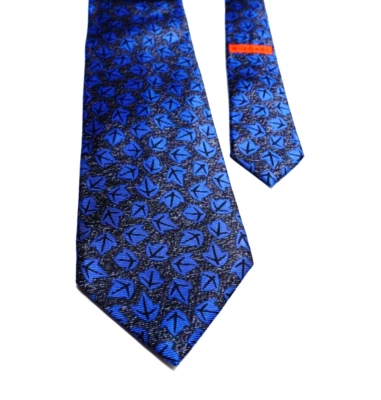 Corbata BVLGARI 7 pliegues azul 100 % seda hecha en Italia Foto 1 de 4