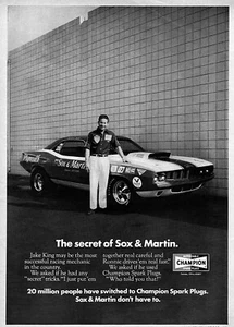 Plymouth Hemi Cuda 426 1971 ""Sox & Martin"" anuncio original - Imagen 1 de 1