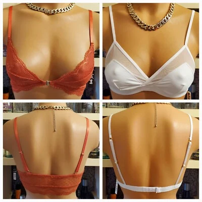 BootayBag Bralette Lencería XS Naranja #BB87114 Blanco #BB87464 Lote de 2 Nuevo con Etiquetas Foto 1 de 4