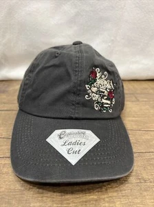 Captivating Headgear Ladies Cut hat cap Gray OSFA Embroidered Love Rose Strap - Picture 1 of 10