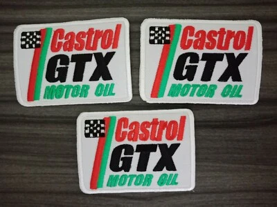 3 pcs CASTROL GTX Motor oil Motorcycles Racing Patch Embroidered Iron or Sew on  - Image 1 of 4