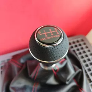 MS chrome LEATHER 6S SHIFT GEAR KNOB for MAZDA 2 3 5 6 CX-3 CX-5 MX5 MIATA SPORT - Picture 1 of 7