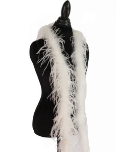 Marfil/Crema 1 capa Pluma de Avestruz Boa Bufanda Baile de graduación Halloween Disfraces Baile Decoración - Imagen 1 de 1