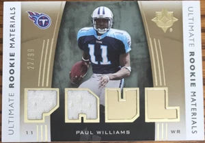 2007 Ultimate Collection Rookie Materials GOLD Paul Williams URM-PW #’d 22/99 - Picture 1 of 2