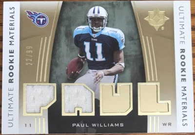 2007 Ultimate Collection Rookie Materials GOLD Paul Williams URM-PW #’d 22/99 - Image 1 of 2