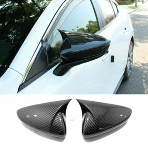 For Mazda 3 Axela 2019-2022 Carbon Fiber OX Horn Rearview Side Mirror Cover Trim - Picture 1 of 5