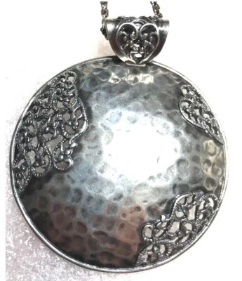 NWOT Or Paz Sterling Silver 925 Large Round  Pendant 36" Chain Made Israel PZ/a - Image 1 of 4