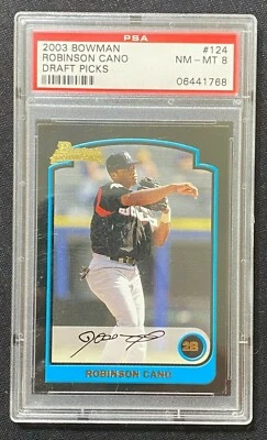 Bowman #124 Robinson Cano Draft Picks 2003 PSA casi nuevo-como nuevo 8 Foto 1 de 2