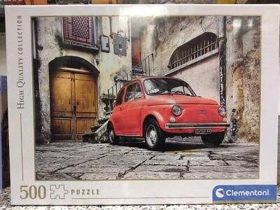 Puzzle Clementoni 500 pezzi Fiat 500 automobile auto vintage rossa cm 49x36 - Immagine 1 di 2