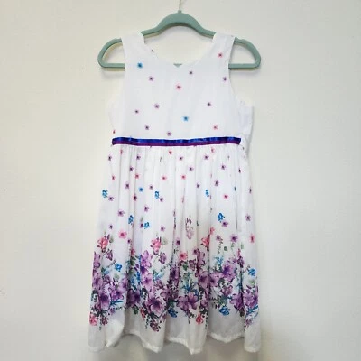 Sunny Fashion Dress Girls 12 Colorful Floral Garden Wedding Tie Waist Fairy - Image 1 of 4