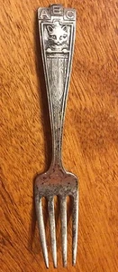 Webster Silber seltene Baby Gabel ABC Katze Sterlingsilber Antik Vintage - Bild 1 von 9
