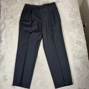 Principe Wool Dress Pants Pleated Front Black Made in Italy Size 36 - Picture 1 of 7