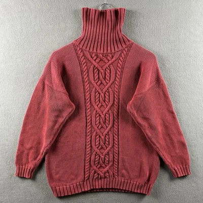 Suéter Vintage Gap Para Mujer Grande Rojo Cuello Alto Pesado Grueso Tejido con Cable Foto 1 de 4