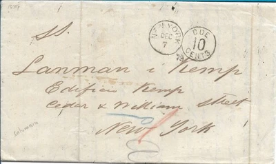 (LOT639) Colombia 1879. Barranquilla to New York to company Lanman & Kemp (see d - Image 1 of 2