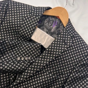 Tallia Men Black Silver Diamonds Polyester Twon Button Blazer 42L NWoT - Picture 1 of 7