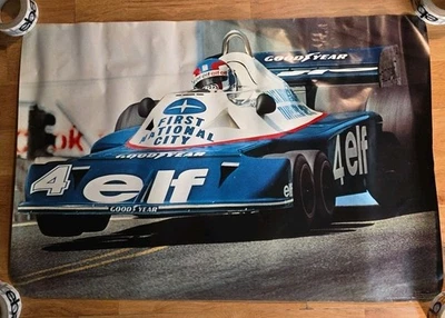 Vintage 1977 Poster Tyrrell Elf P34 Grand Prix Patrick Depailler - Image 1 of 4