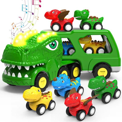 Toddler Car Toys for 1 2 3 4 5 Year Old Boy, 5-In-1 Dinosaur Vehicle Trucks Toys - Image 1 of 4