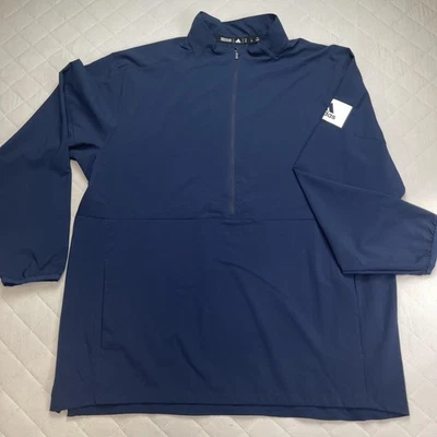 Adidas Pullover Mens XL Navy Blue Quarter Zip Climalite Training Windbreaker - Image 1 of 4