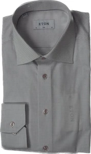 ETON SHIRT Mens Slim Pink Red Check Cotton Size 15 - 38 New $260 - Picture 1 of 7