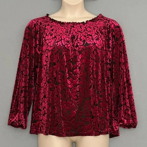 Top Floral Terciopelo Burnout XL Rojo Negro Calado Cuadrado Capricho Hada Grunge Y2K - Imagen 1 de 12