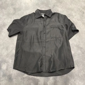 Size L - Bruno New York Shirt Men Black Sueded Short Sleeve Collared Ships Fast! - Picture 1 of 5