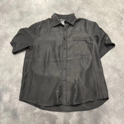 Size L - Bruno New York Shirt Men Black Sueded Short Sleeve Collared Ships Fast! - Image 1 of 4