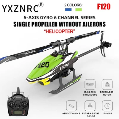 ​YXZNRC F120 RC Helicopter 2.4G 6CH 6-Axis Gyro 3D Brushless Motor Flybarless - Image 1 of 4