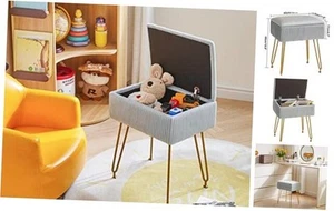  Vanity Stool Chair with Storage, Square Velvet Ottoman Foot Stool, Modern  - Picture 1 of 7