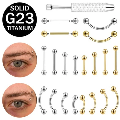5Pcs/lot 14G/16G/18G/20G Titanium Steel Eyebrow Piercing Stud Earrings Lip Rings - Image 1 of 4