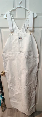 Dickies Work White Painters Bib Overalls Size 44x32 - Image 1 of 4