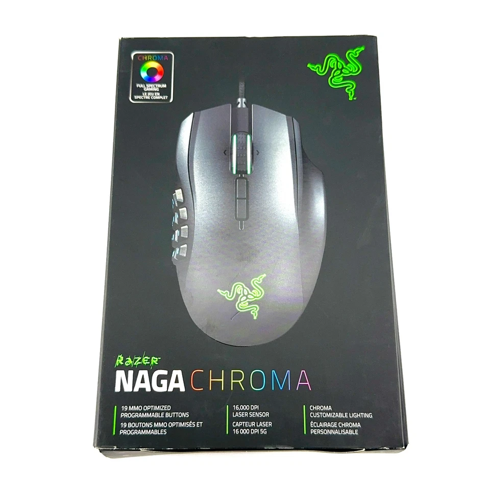 NEW Razer Naga Chroma Ergonomic RGB MMO Gaming Mouse - RZ01-01610100-R3U1 - Image 1 of 4