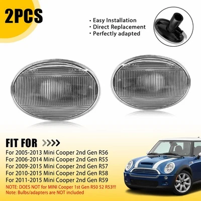 Front Side Marker Fender Lights Clear Lens For 2006-2014 Mini Cooper 2nd Gen R55 - Image 1 of 4