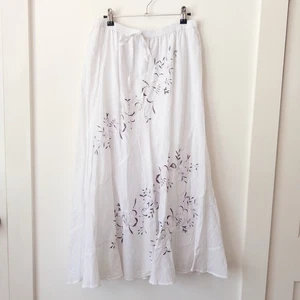 Maxi Falda Y2K Blanca Floral Boho Bordada Cottagecore Festival Estilo Campesino - Imagen 1 de 7