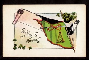 grüne Flagge Banner Grüße am St. Patrick's Day Postkarte - Bild 1 von 1