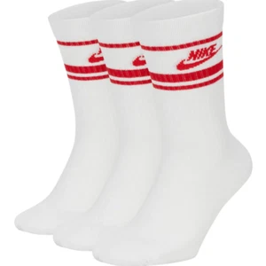 Nike Sportswear Everyday Essential Crew 3 Pairs Mens Socks White Red Multi Size - Picture 1 of 3