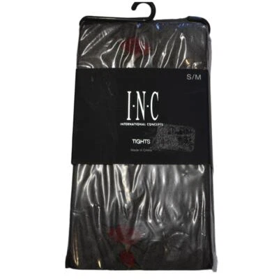 INC International Concepts Ladies Black, Red & Green Rose Tights, Size S/M, NWT - Image 1 of 3