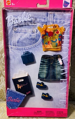 芭比 2002 时尚大道牛仔裙,橙色上衣,鞋 55516 — 第 1/3 张图片