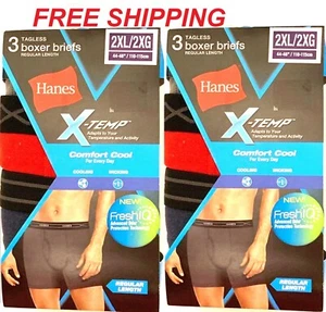Hanes Mens 6-Briefs X-Temp Comfort Cool Boxer Regular Length 2XL/2XG NIB - Picture 1 of 12