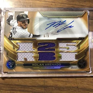 NOLAN ARENADO 2019 TOPPS TRIPLE THREADS TRIPLE PATCH AUTOGRAPH AUTO #8/9!! - Picture 1 of 5