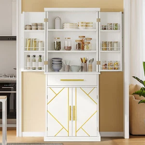 72" Freestanding Kitchen Food Pantry Cabinet with Drawer Cupboard Organizer - Picture 1 of 9