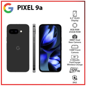 Google Pixel 9a 5G 8GB+256GB OBSIDIAN Unlocked Dual SIM Android Cell Phone - Afbeelding 1 van 7