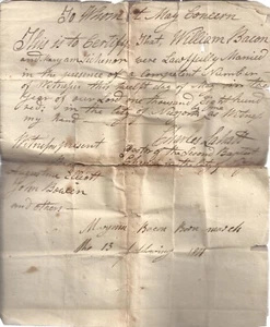 Frühe 1800er MARY ANN HUTCHINSON & WILLIAM BACON Heiratsurkunde Brief - Bild 1 von 2