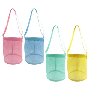 4Pcs Beach Toys Pouch Beach Tote Bag Beach Shell Storage Bag Kids Beach Bag - Picture 1 of 12