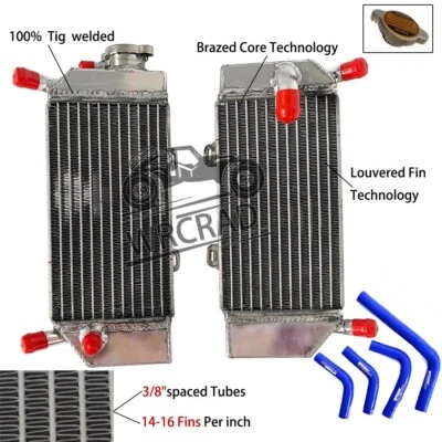 Radiador de aluminio y manguera azul apto para HONDA 2004-2009 CRF250R / 2004-2017CRF250X Foto 1 de 4