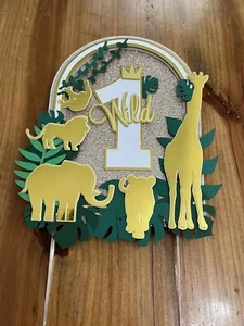 Wild One First Birthday Safari Cake Topper 2nd-9th Giraffe Elephant Monkey Lion - Picture 1 of 5