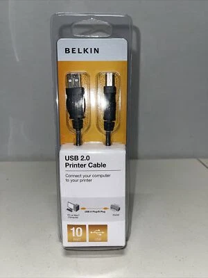 BELKIN USB 2.0 Printer Cable 10’ Connect Computer To Printer PC Mac-FREE SHIP - Image 1 of 3