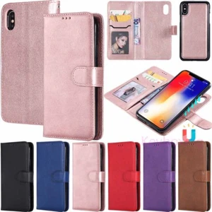Magnetic Removable Leather Wallet Flip Case Cover For iPhone 11 6s 7 8 XR XS Max - Picture 1 of 45