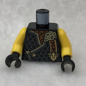 LEGO 973pb5661c01 Black Torso Tunic W/ Dark Bluish Gray Hems, Gold Trim - Picture 1 of 3