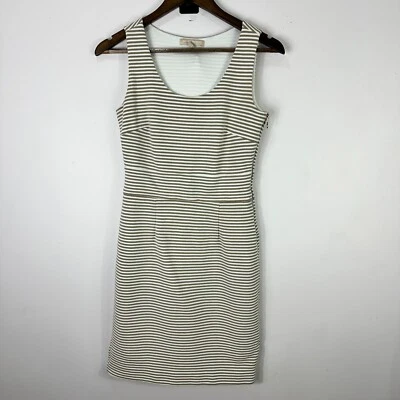 Vestido justo Banana Republic tamanho 2 sem mangas listrado neutro preppy minimalista - Imagem 1 de 4